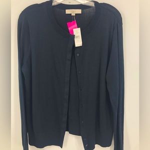 XL (NWT) LOFT Navy Ribbed Button Top